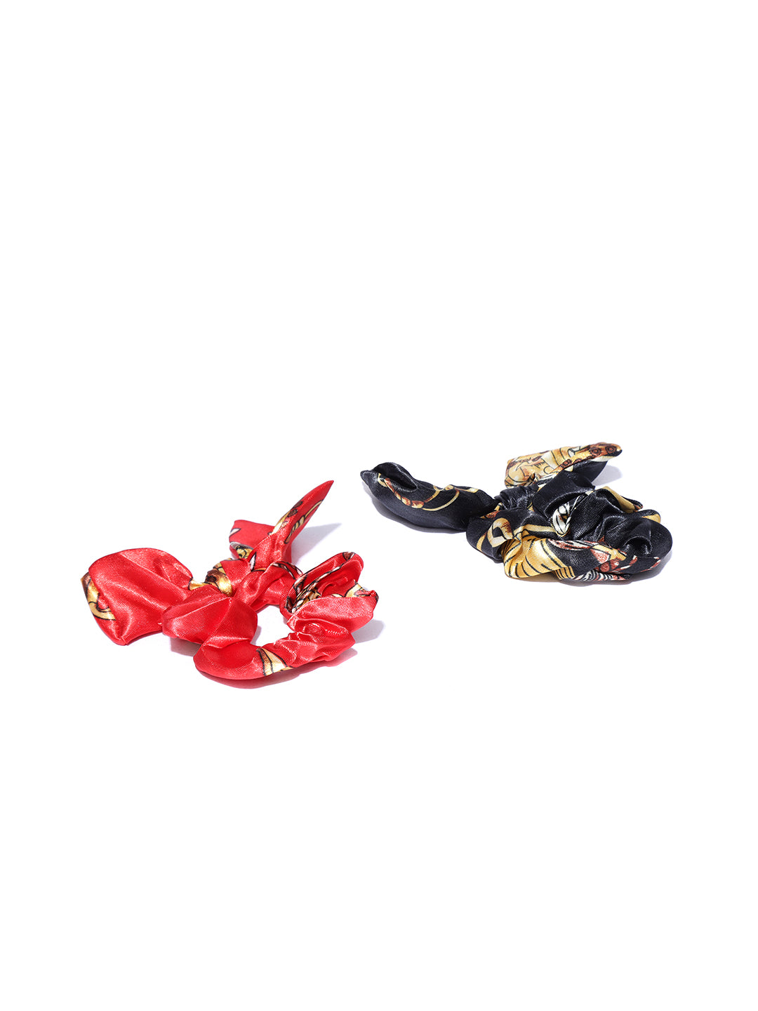 Blueberry set of 2 multi printed bow scrunchies