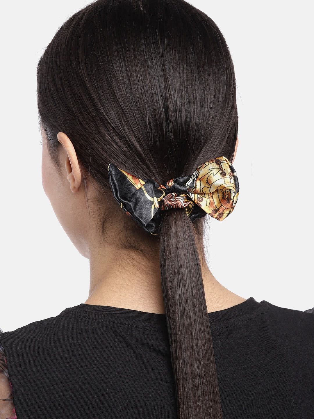 Blueberry set of 2 multi printed bow scrunchies