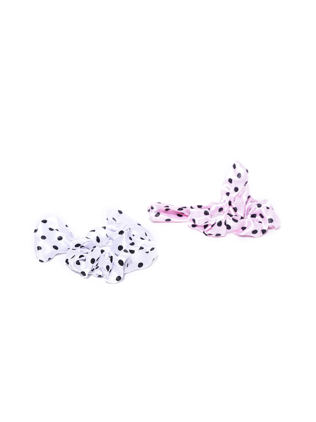 Blueberry set of 2 multi polka dot printed bow scrunchies