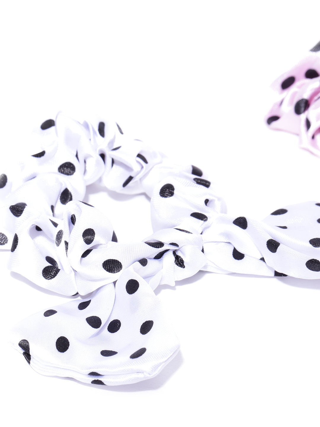 Blueberry set of 2 multi polka dot printed bow scrunchies