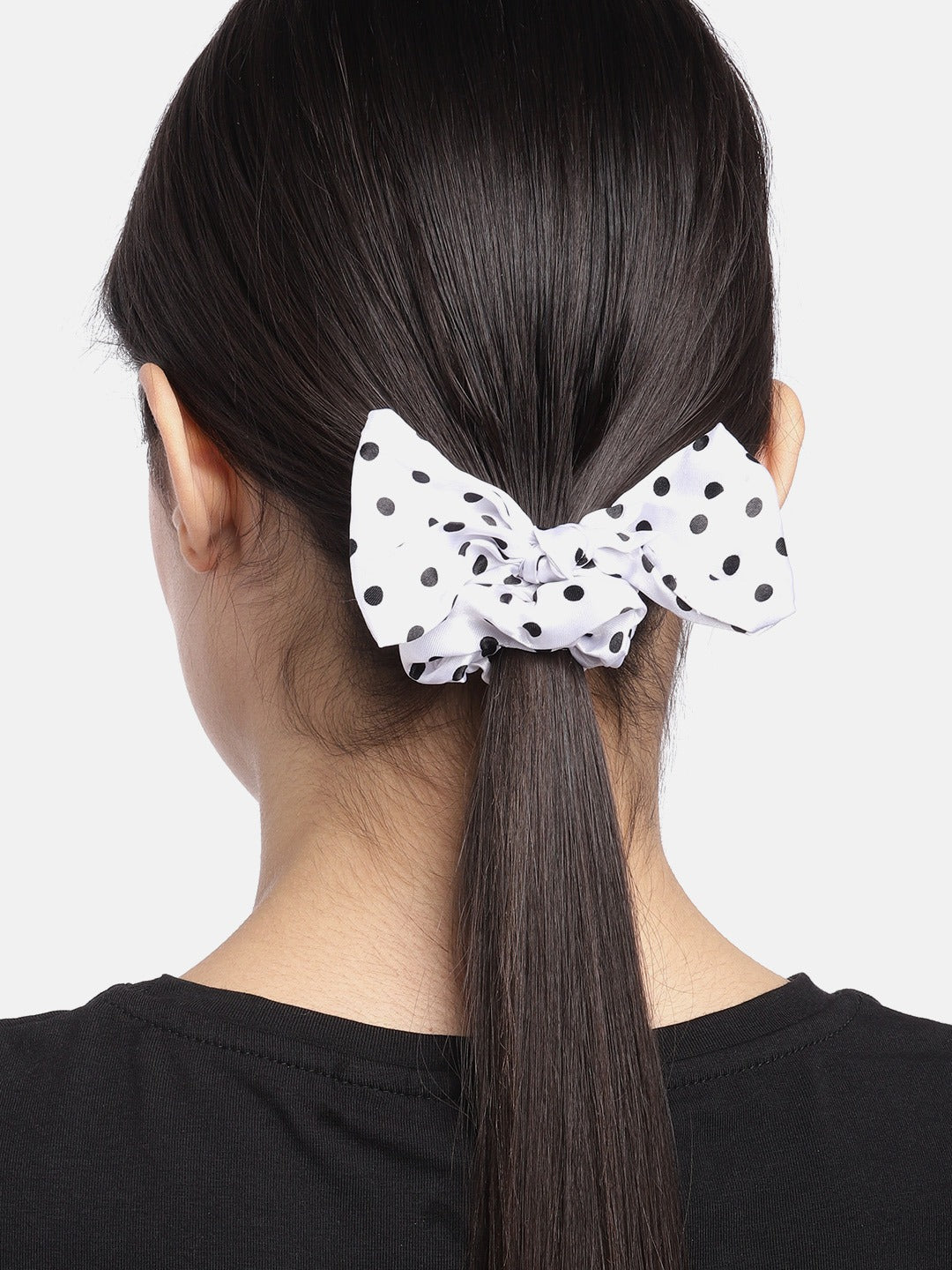 Blueberry set of 2 multi polka dot printed bow scrunchies