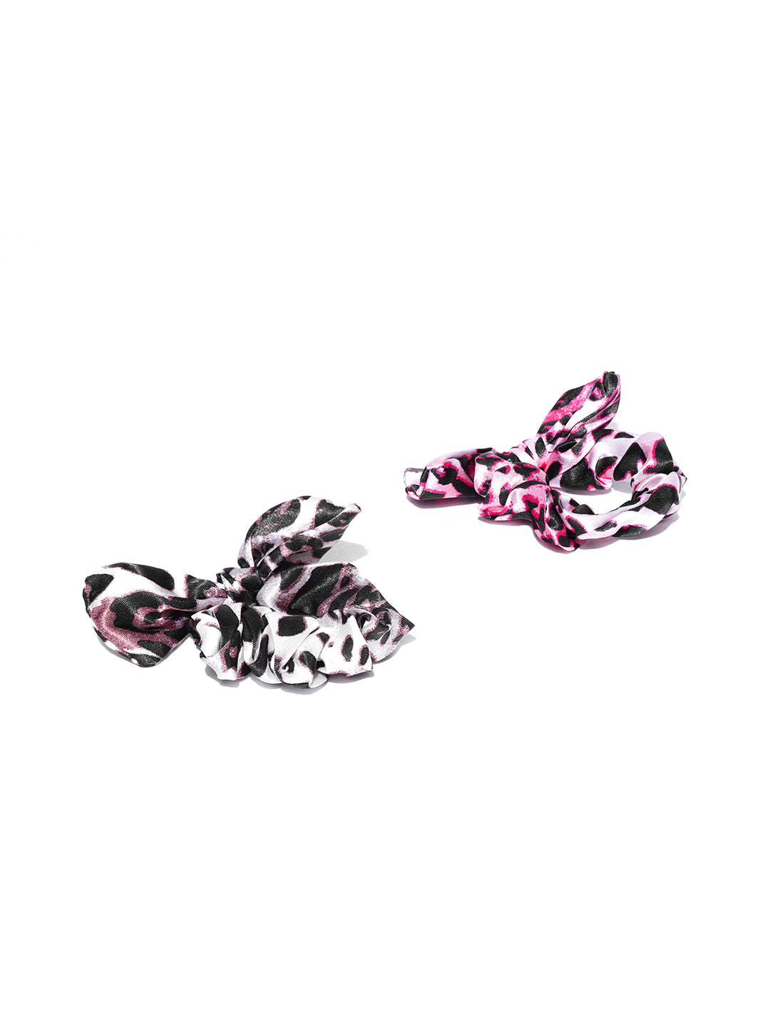 Blueberry set of 2 multi animal printed bow scrunchies