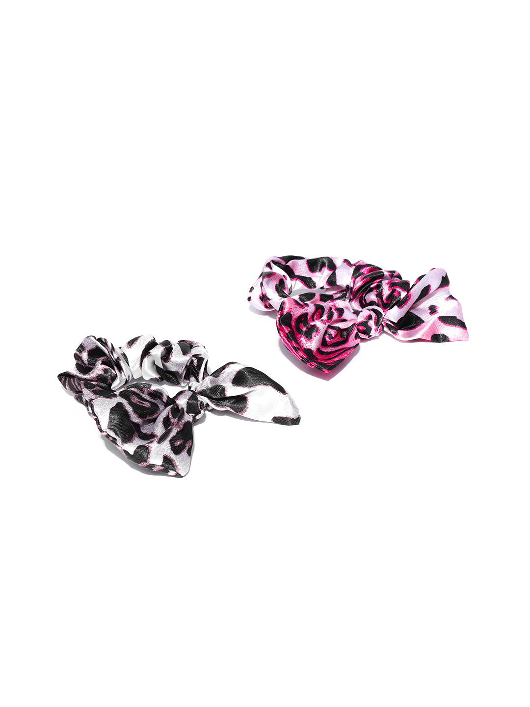 Blueberry set of 2 multi animal printed bow scrunchies