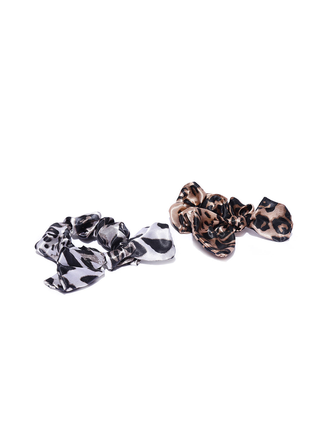 Blueberry set of 2 multi animal printed bow scrunchies