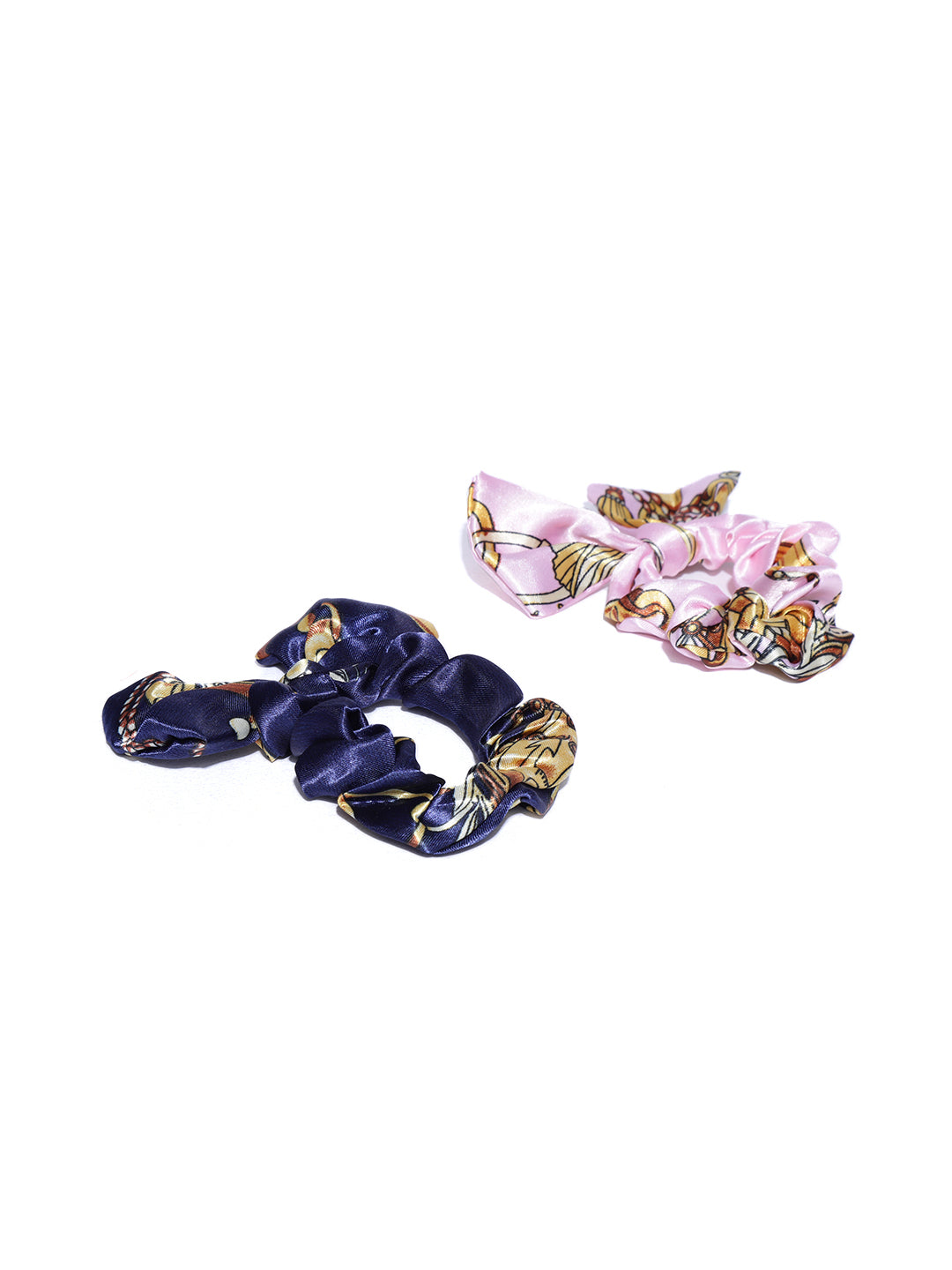 Blueberry set of 2 multi printed bow scrunchies