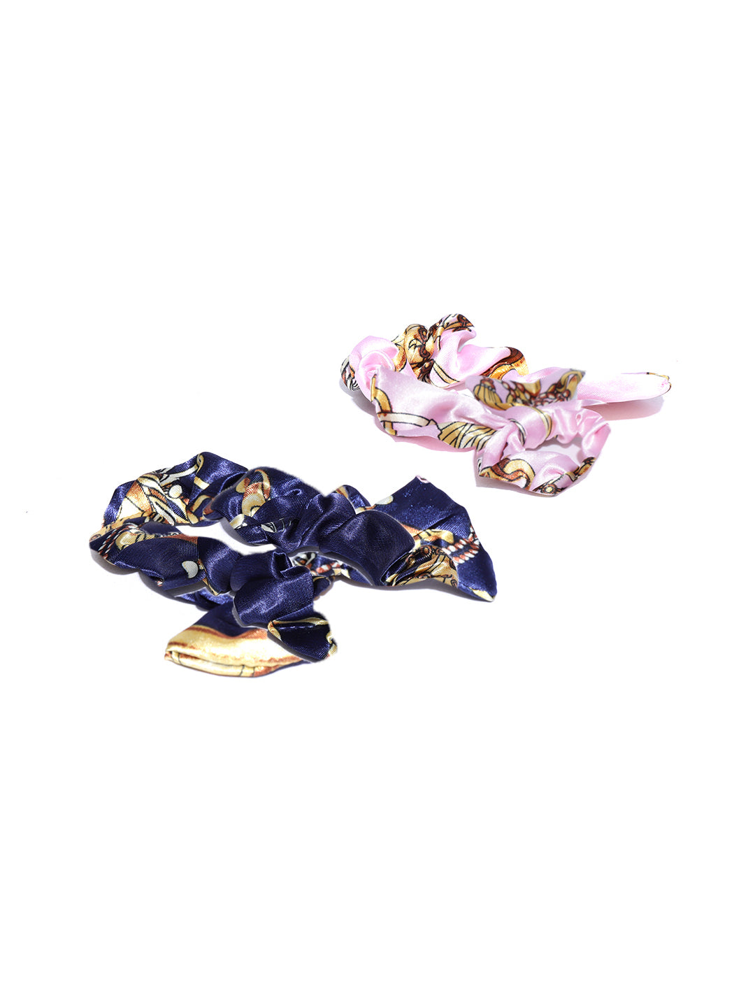 Blueberry set of 2 multi printed bow scrunchies