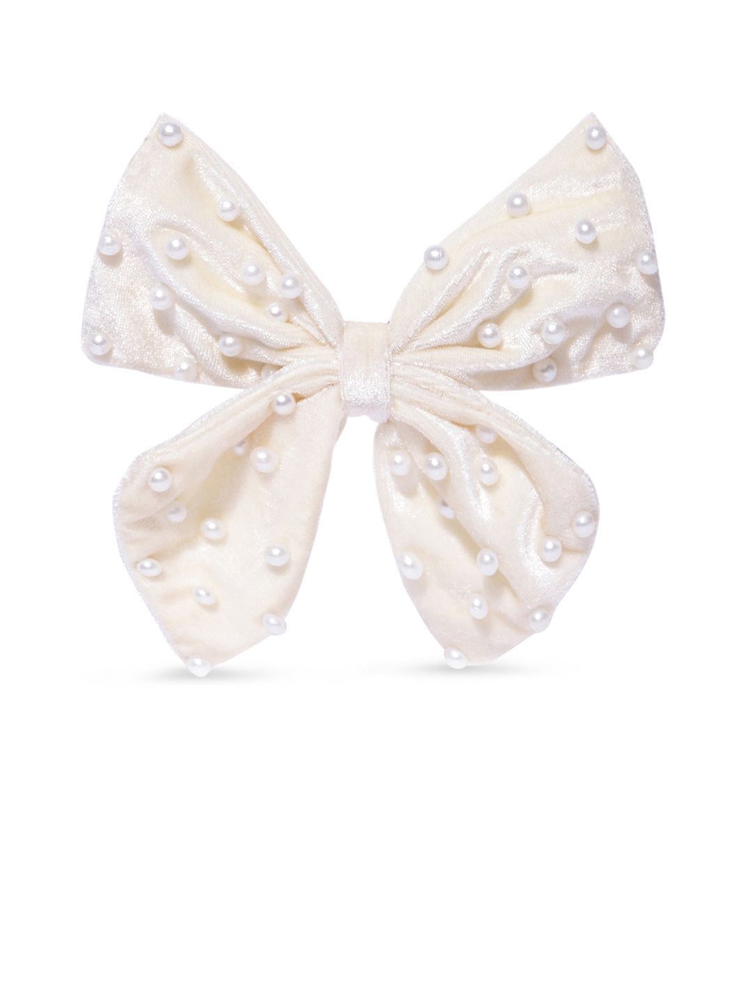 Blueberry cream velvet DE LA bow knot pearl embellished hairclip