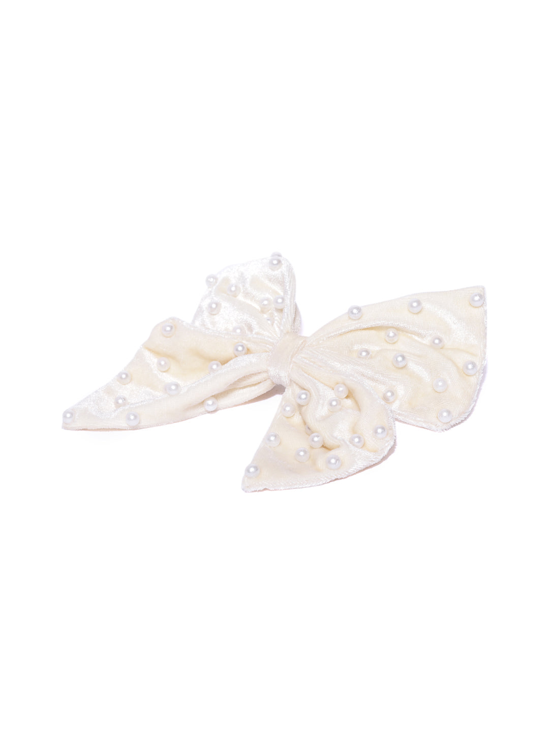 Blueberry cream velvet DE LA bow knot pearl embellished hairclip