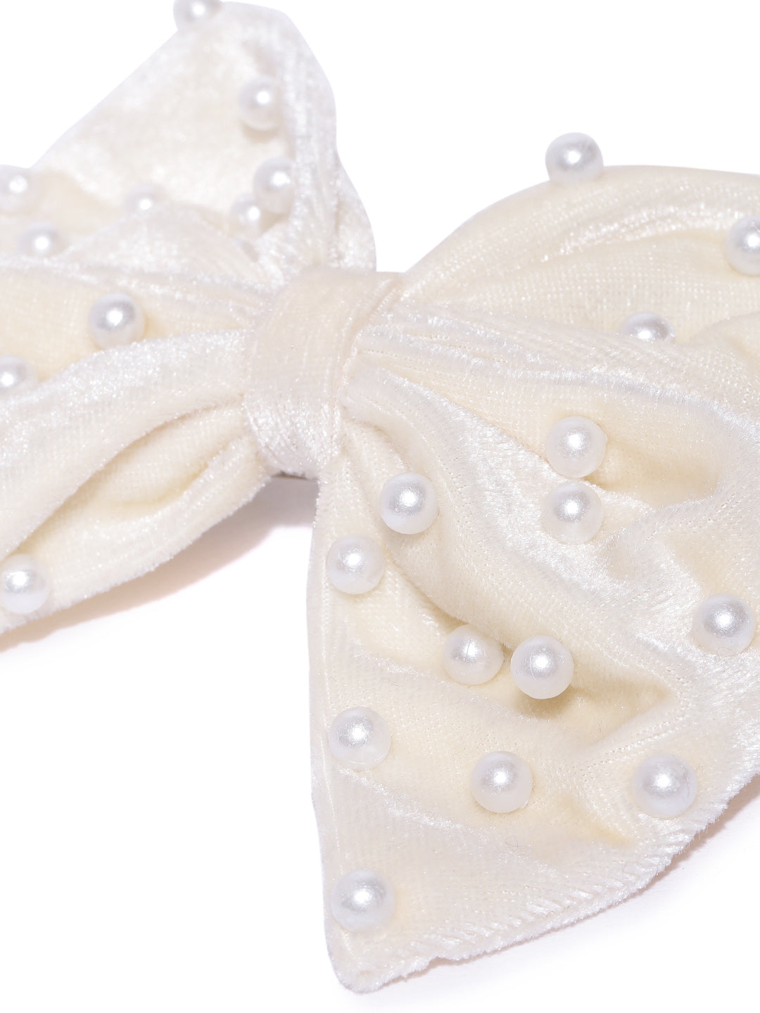 Blueberry cream velvet DE LA bow knot pearl embellished hairclip