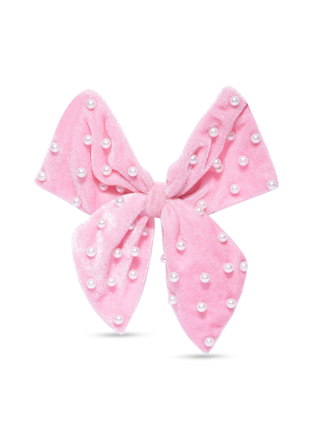 Blueberry pink velvet DE LA bow knot pearl embellished hairclip