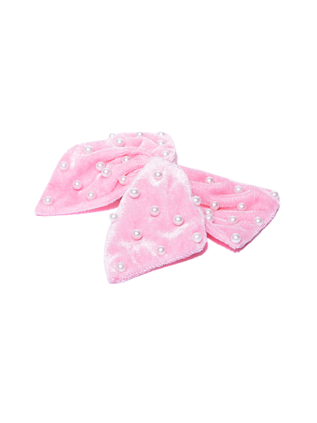 Blueberry pink velvet DE LA bow knot pearl embellished hairclip