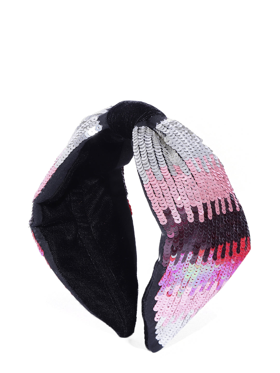 Blueberry multi colour sequins embellished velvet knot hairband
