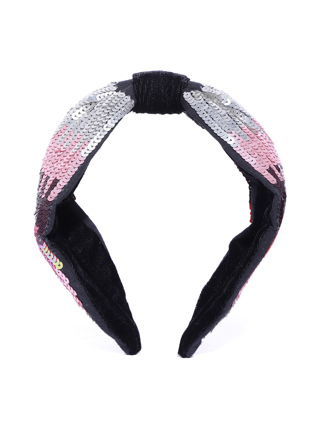 Blueberry multi colour sequins embellished velvet knot hairband
