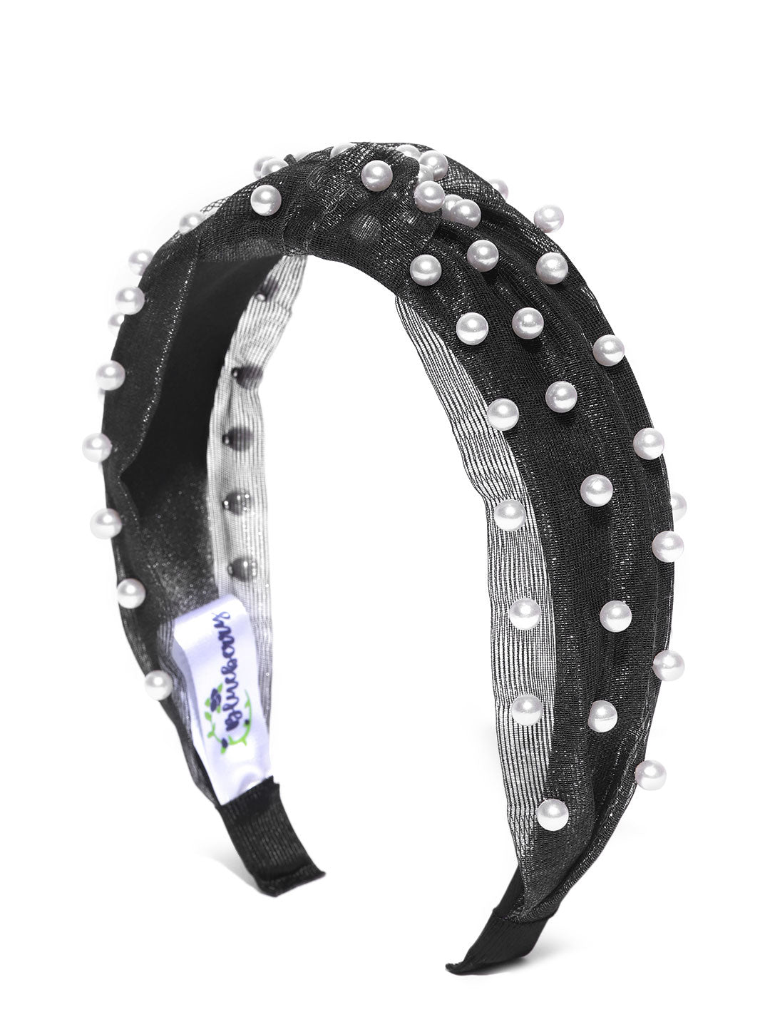 Blueberry princess pearl embellished black knot hair band