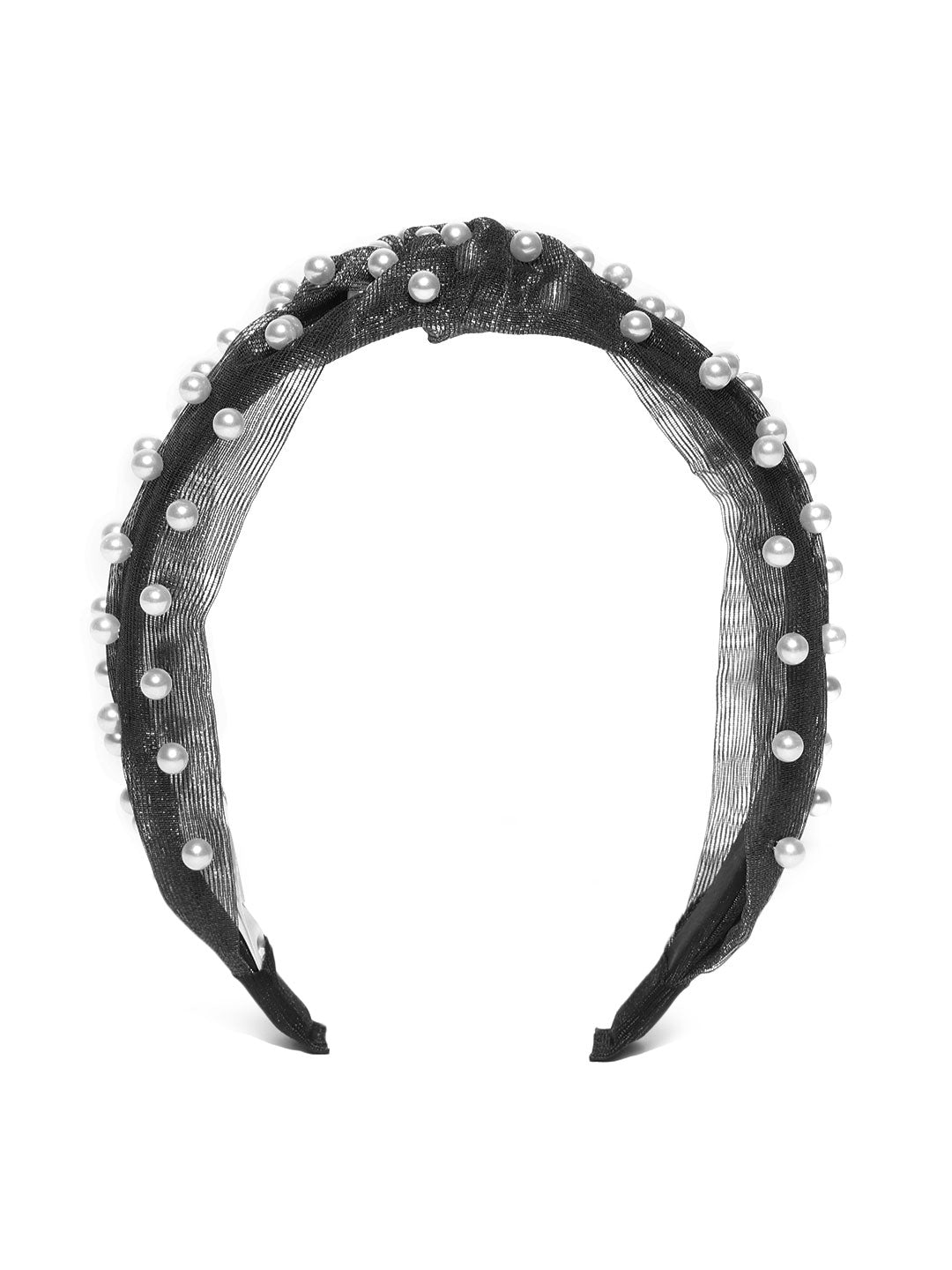 Blueberry princess pearl embellished black knot hair band