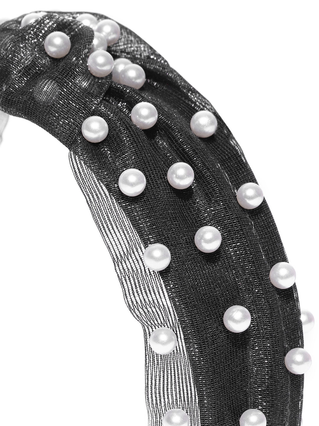 Blueberry princess pearl embellished black knot hair band