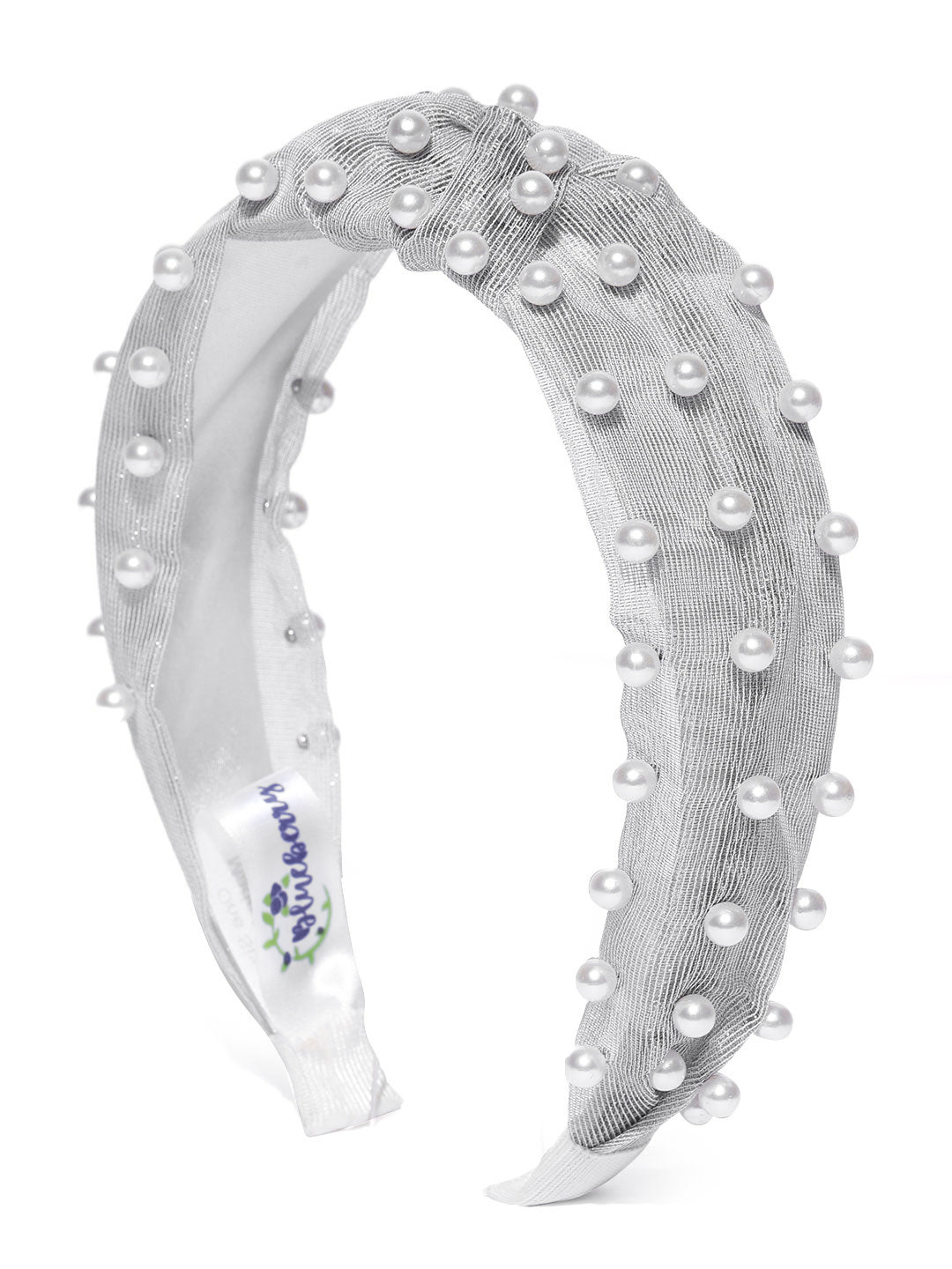 Blueberry princess pearl embellished grey knot hair band