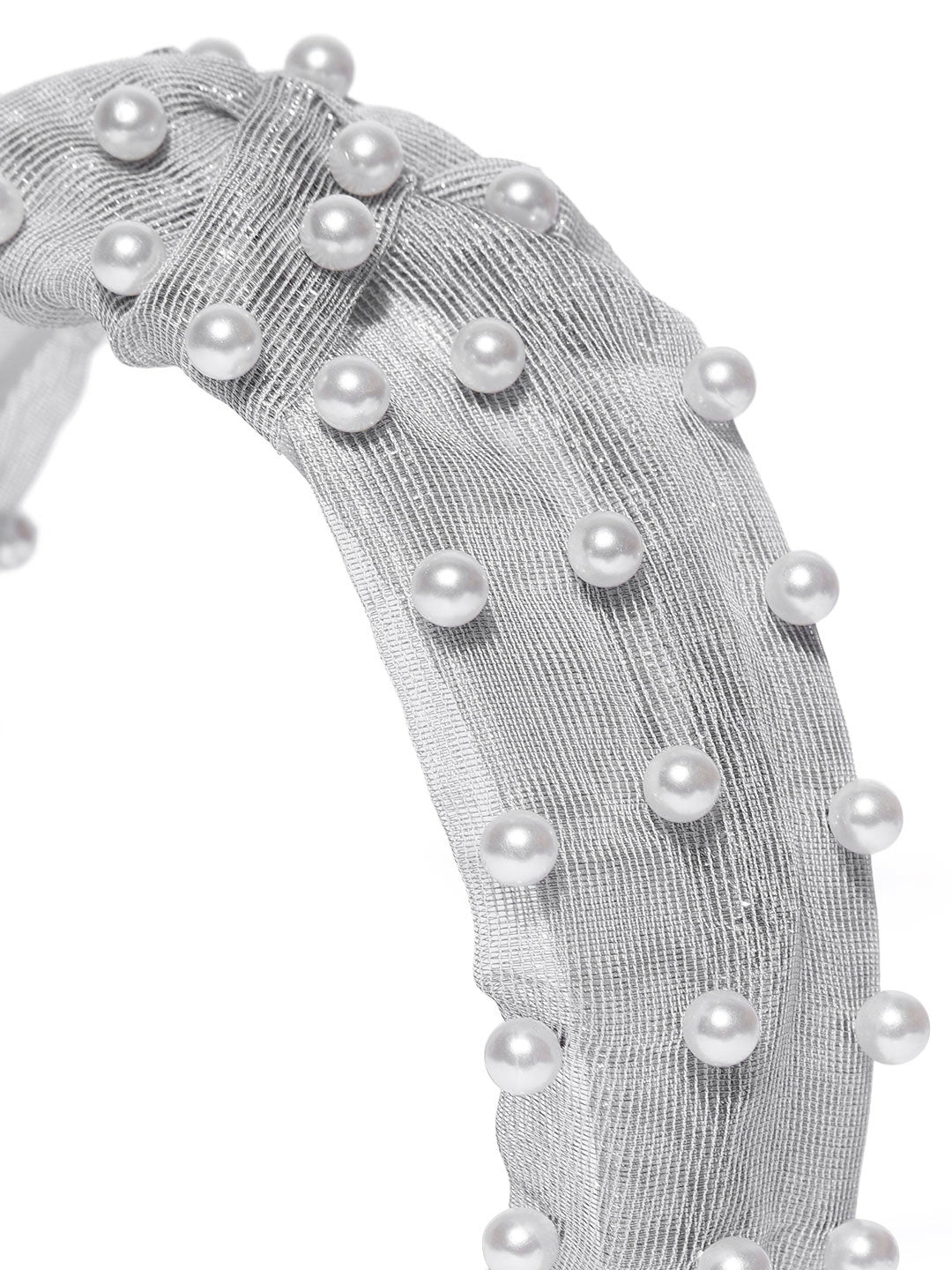 Blueberry princess pearl embellished grey knot hair band
