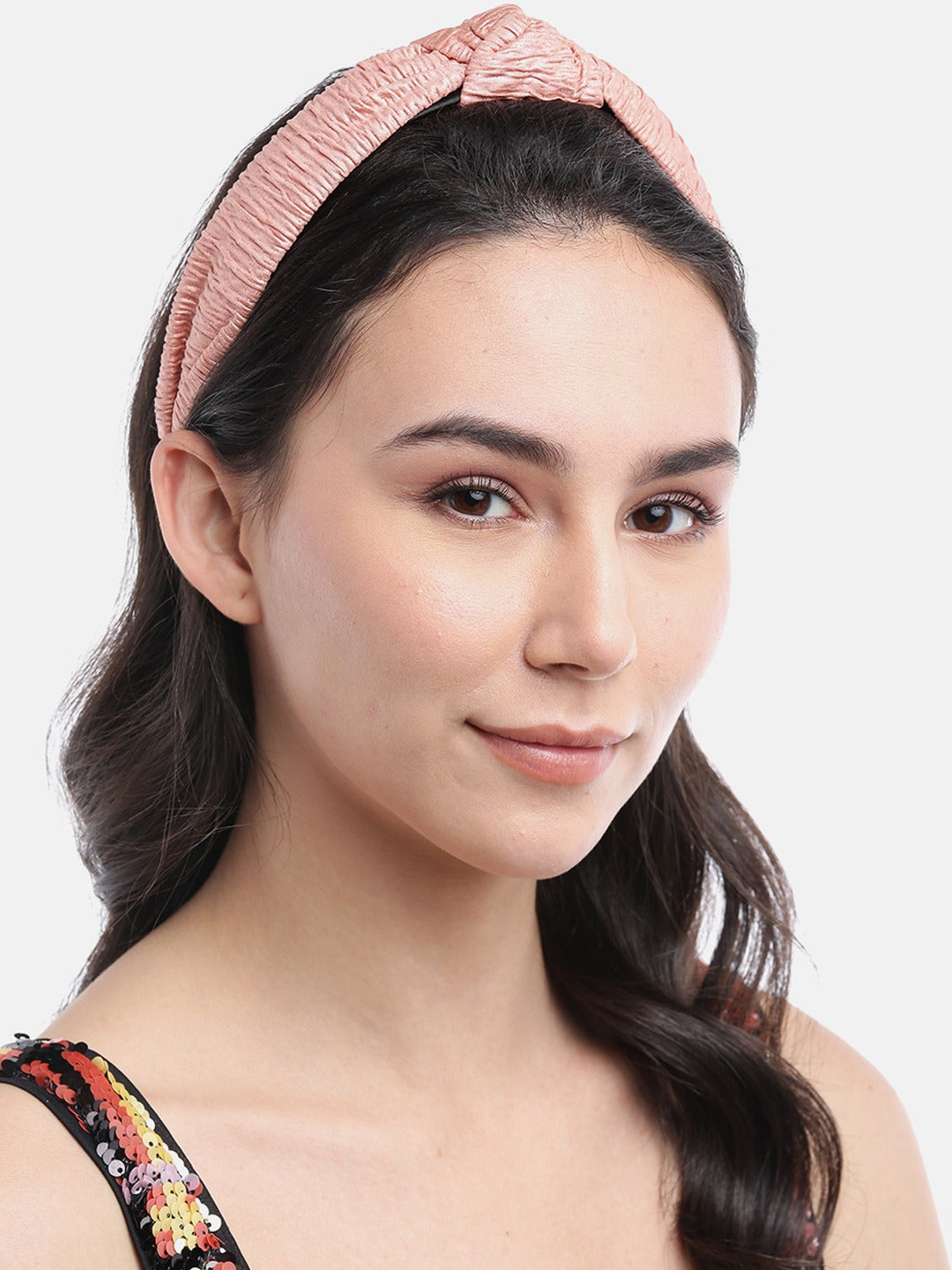 Blueberry peach pleated knot hair band