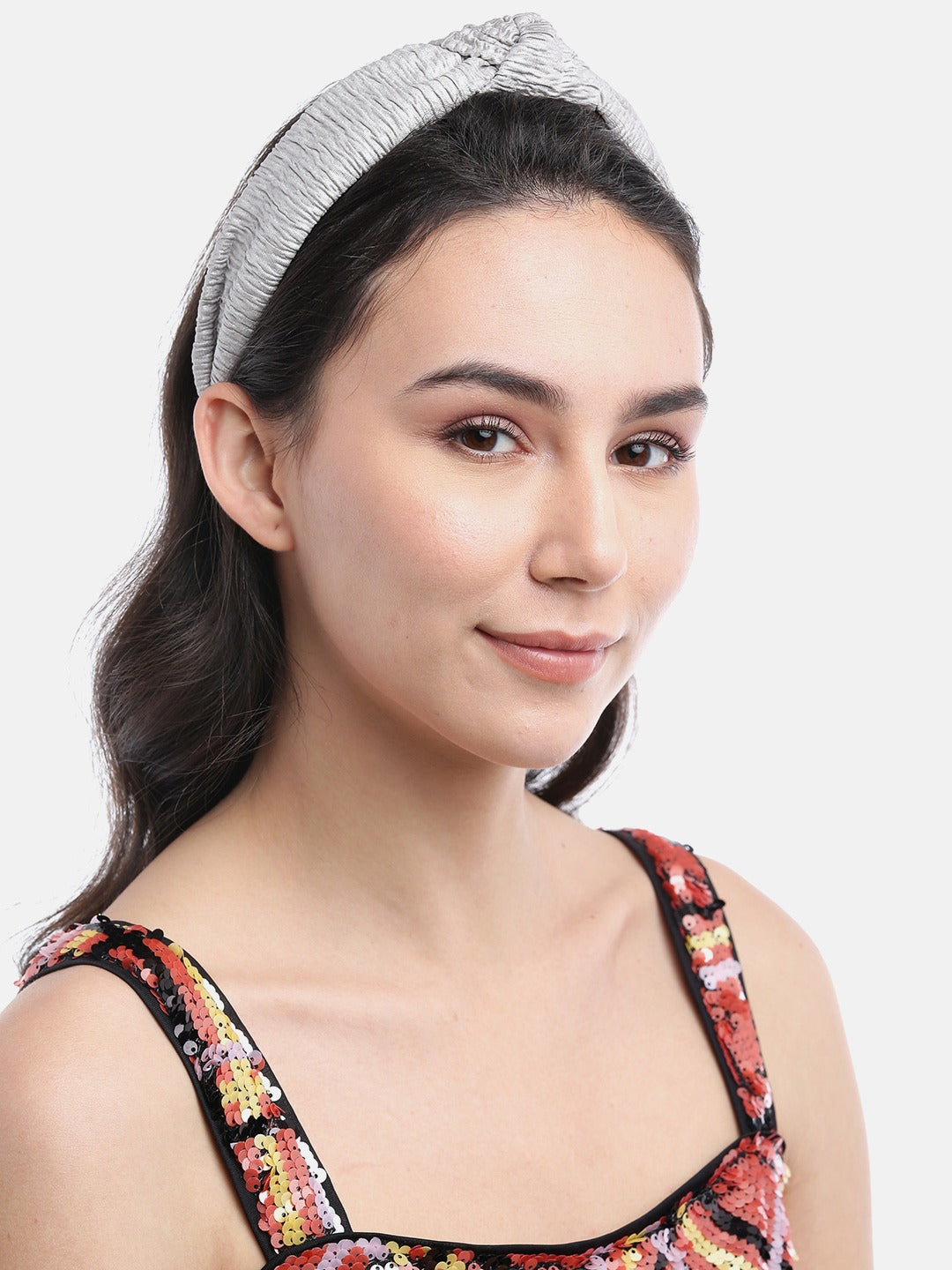 Blueberry grey pleated knot hair band