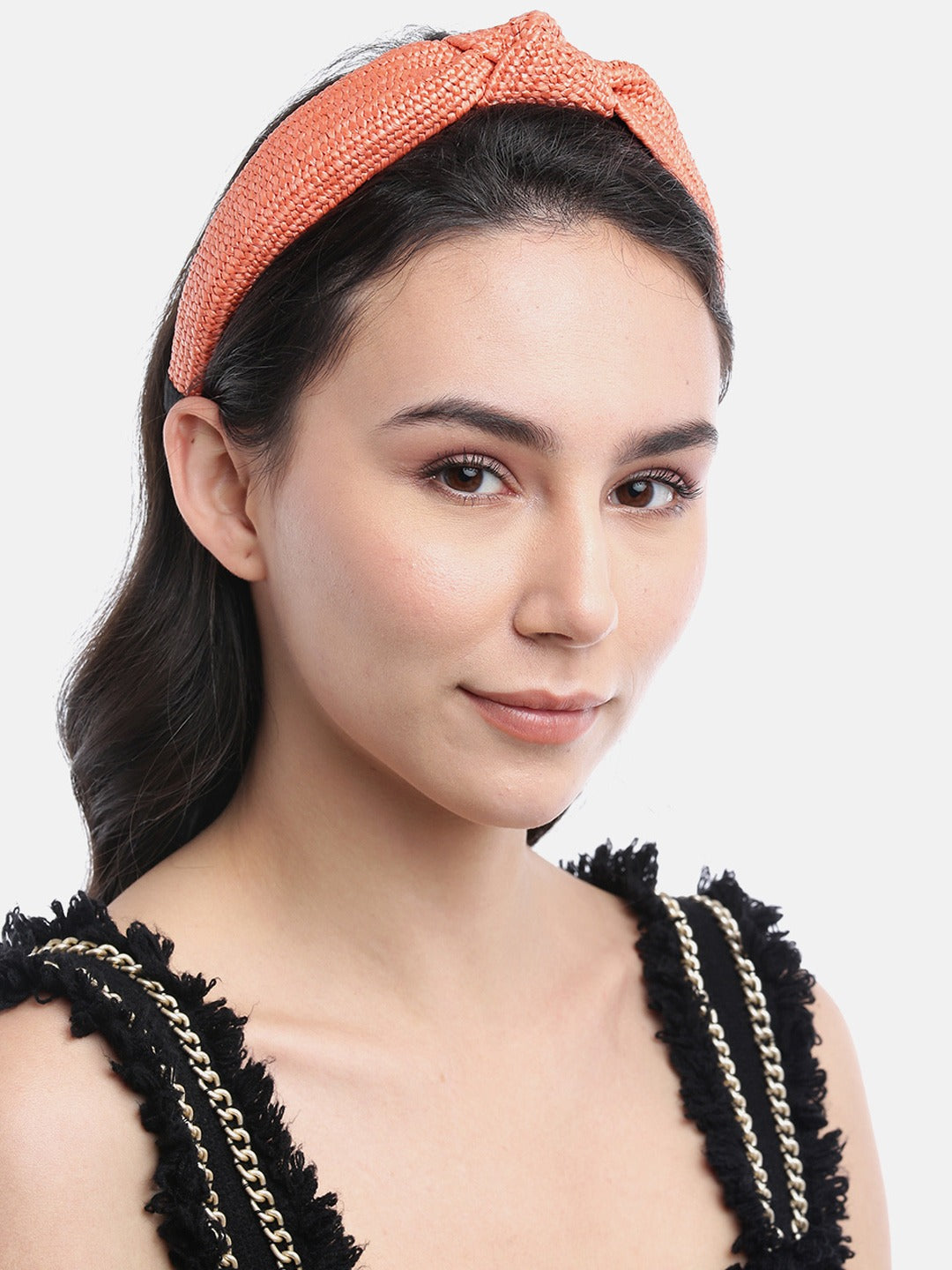 Blueberry Coral jute knot hair band