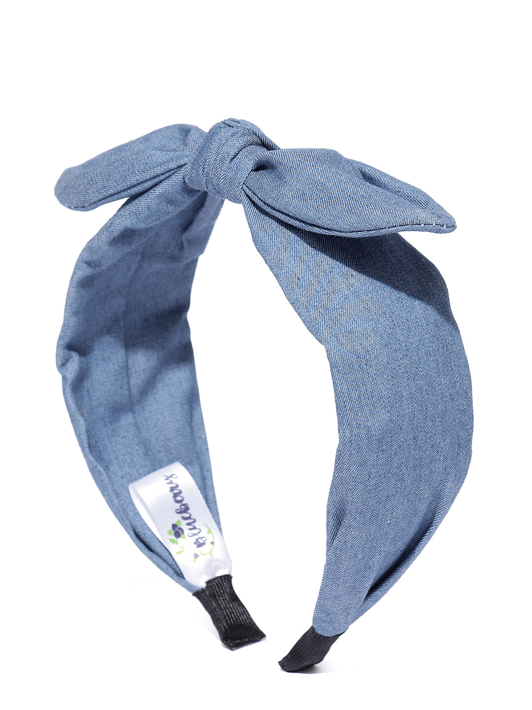 Blueberry blue denim bunny knot hair band