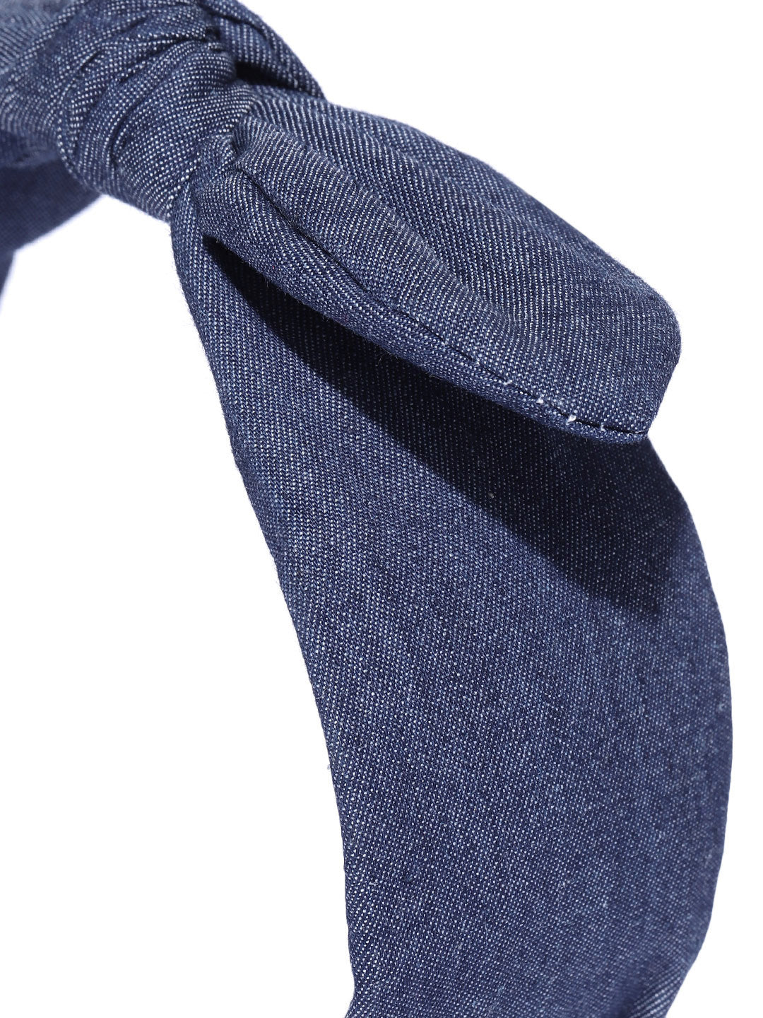 Blueberry Navy blue denim bunny knot hair band