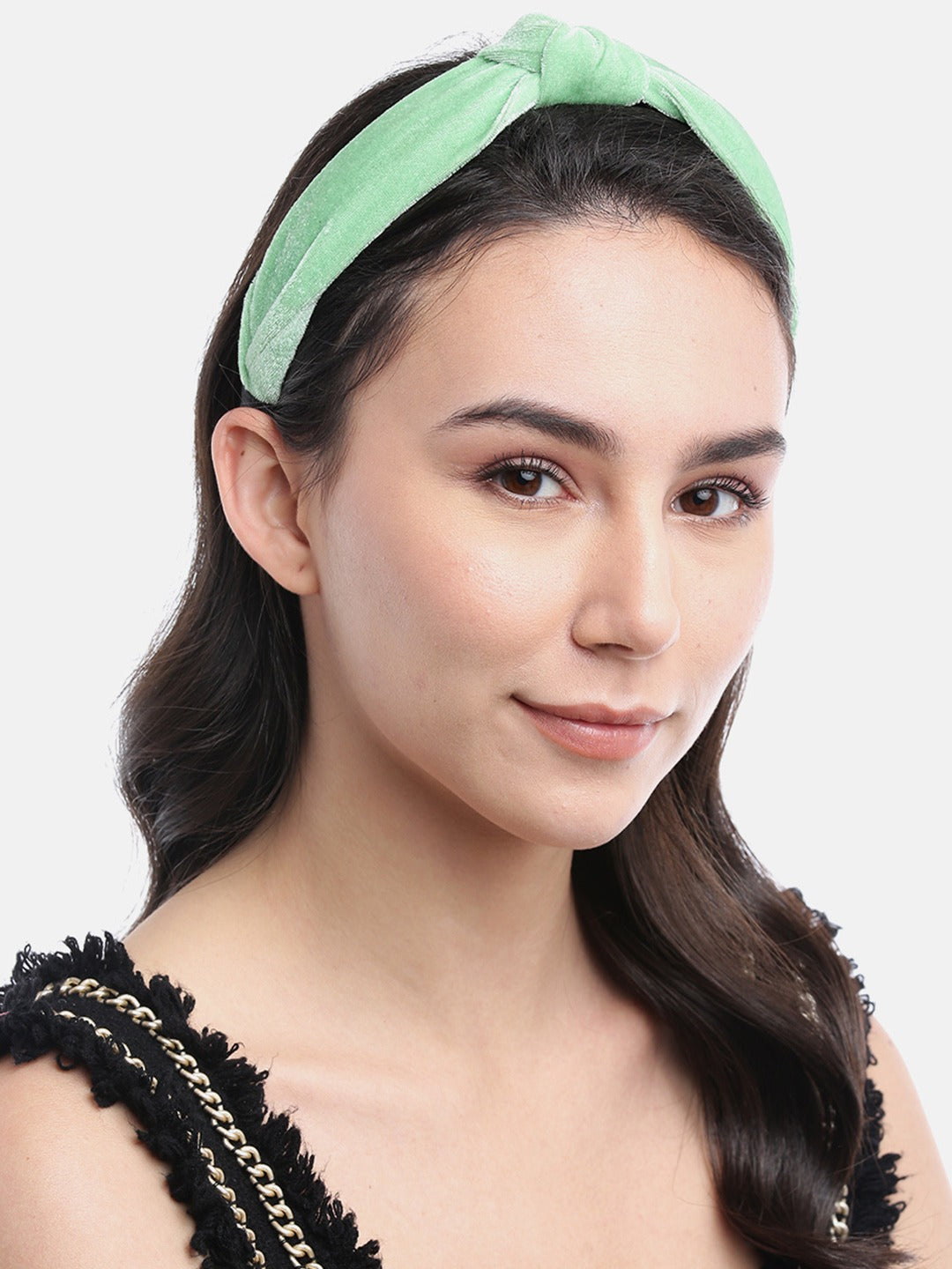 Blueberry green velvet knot hair band