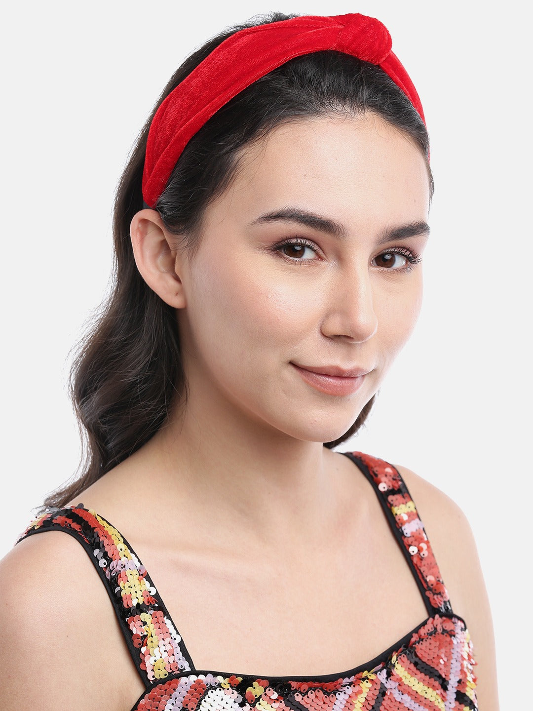 Blueberry red velevt knot hair band