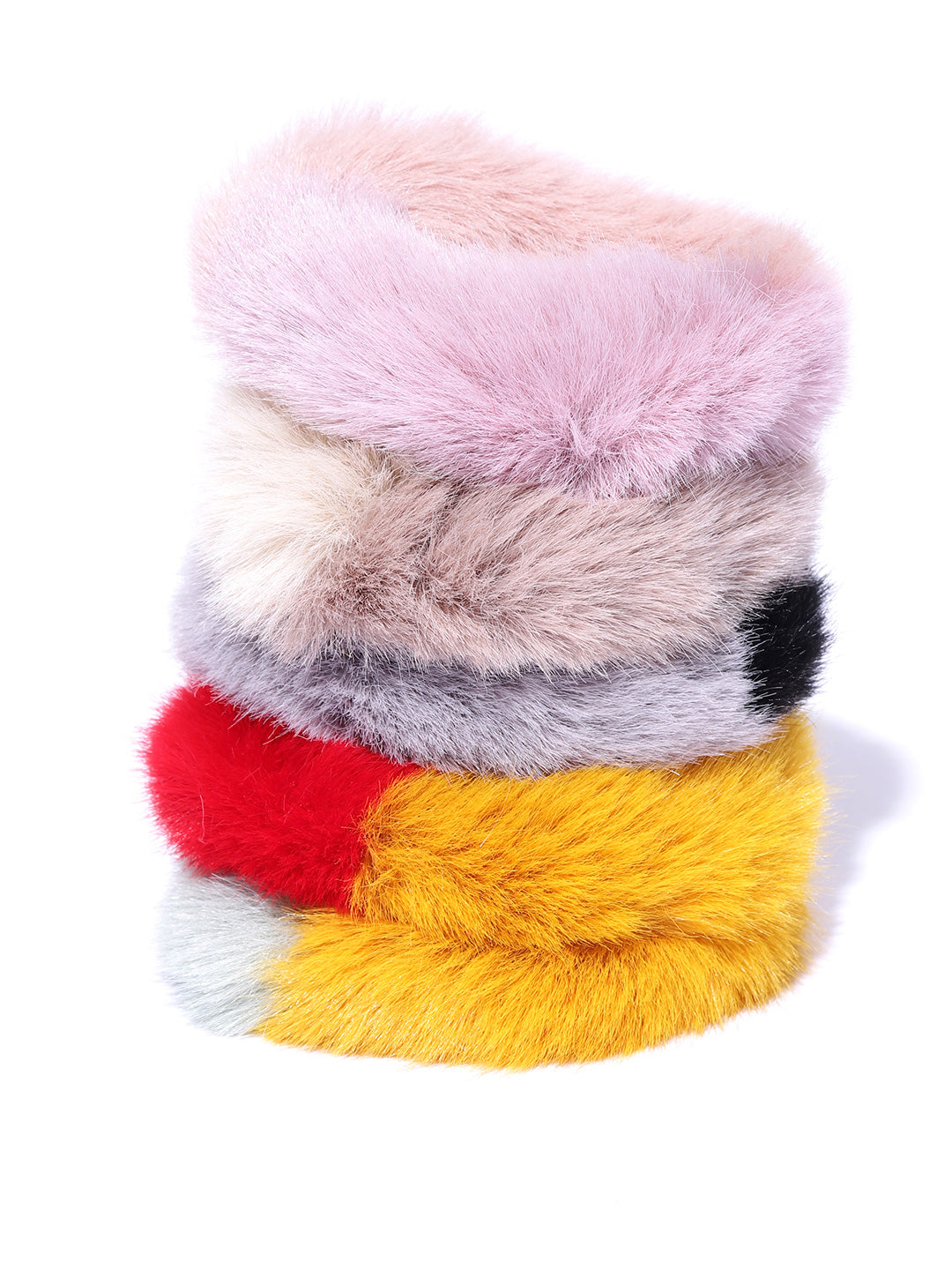 Blueberry set of 5 multi double tone fur scrunchies