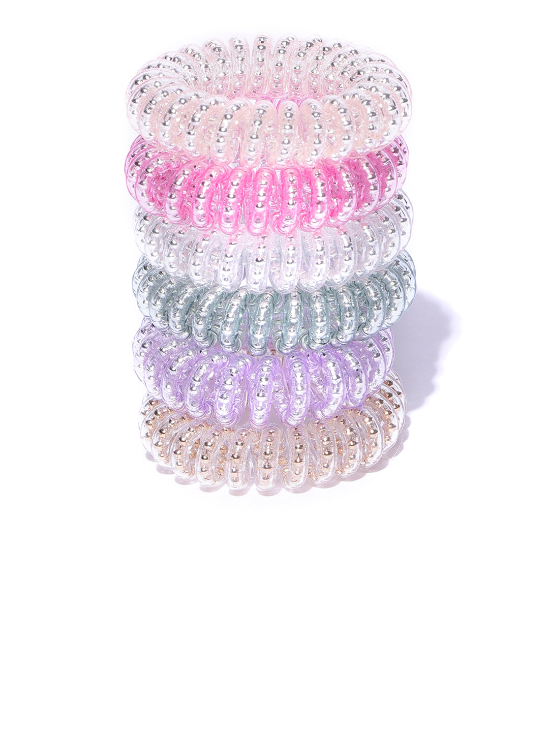 Blueberry set of 6 multi spiral scrunchies