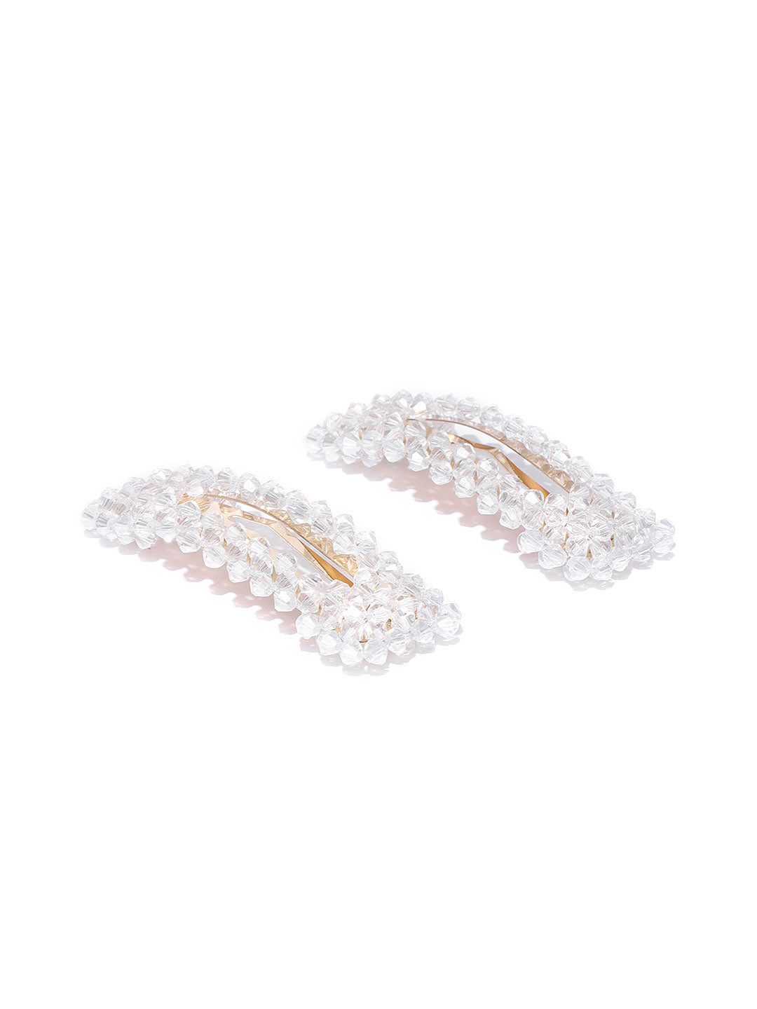 Blueberry set of 2 white crystal beads detailing hair pins