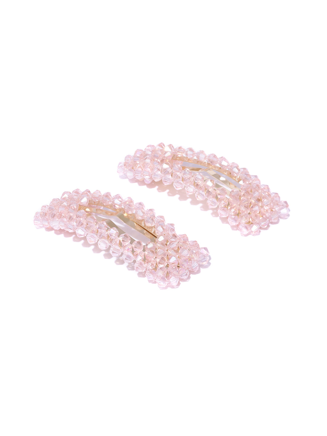 Blueberry set of 2 pink crystal beads detailing hair pins