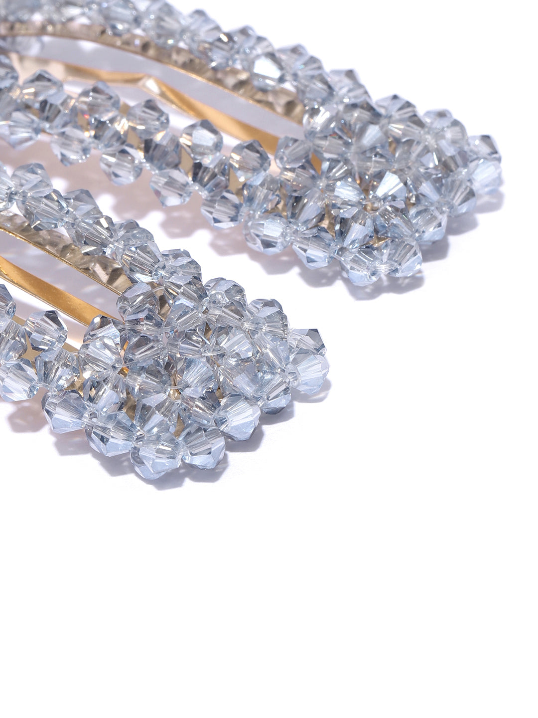 Blueberry set of 2 grey crystal beads detailing hair pins