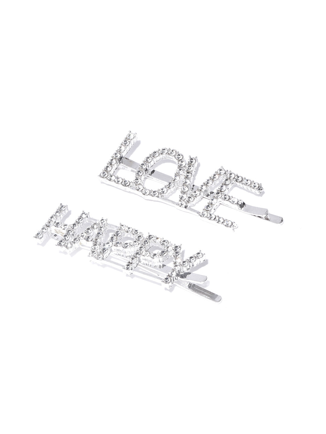 Blueberry set of 2 crystal diamond silver bobby pins
