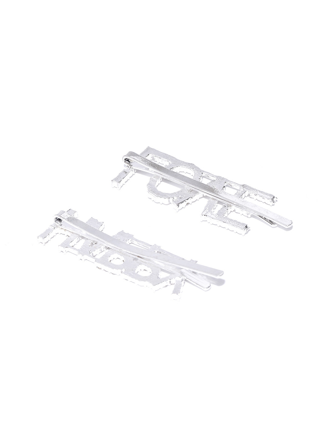 Blueberry set of 2 crystal diamond silver bobby pins