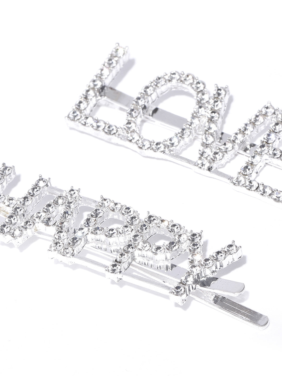 Blueberry set of 2 crystal diamond silver bobby pins