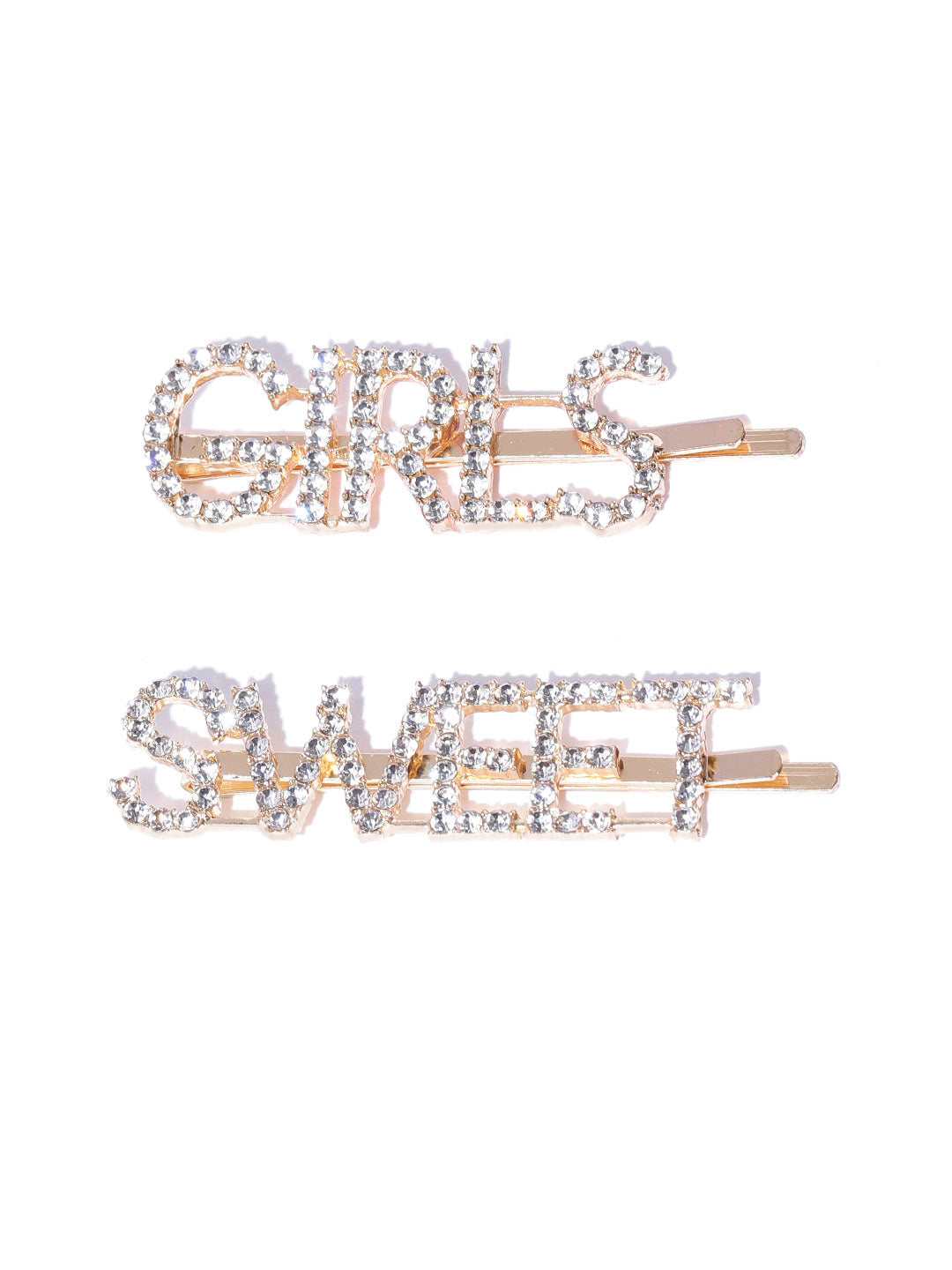 Blueberry set of 2 crystal diamond gold bobby pins