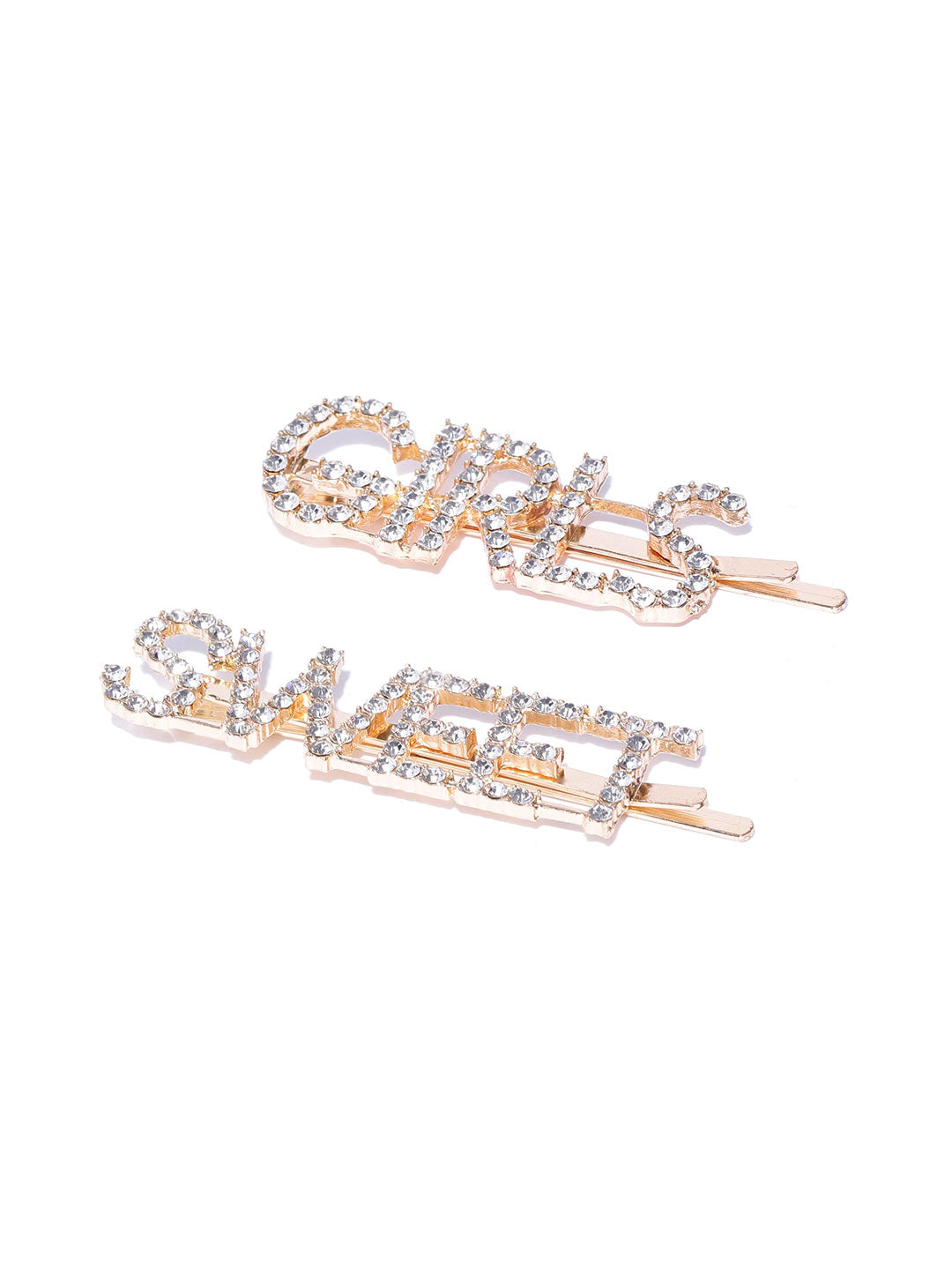 Blueberry set of 2 crystal diamond gold bobby pins