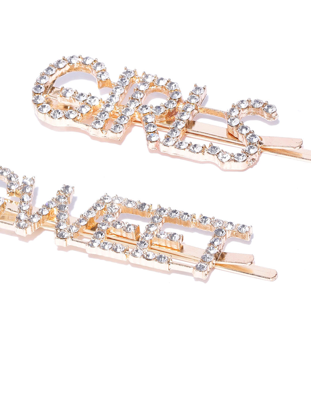 Blueberry set of 2 crystal diamond gold bobby pins