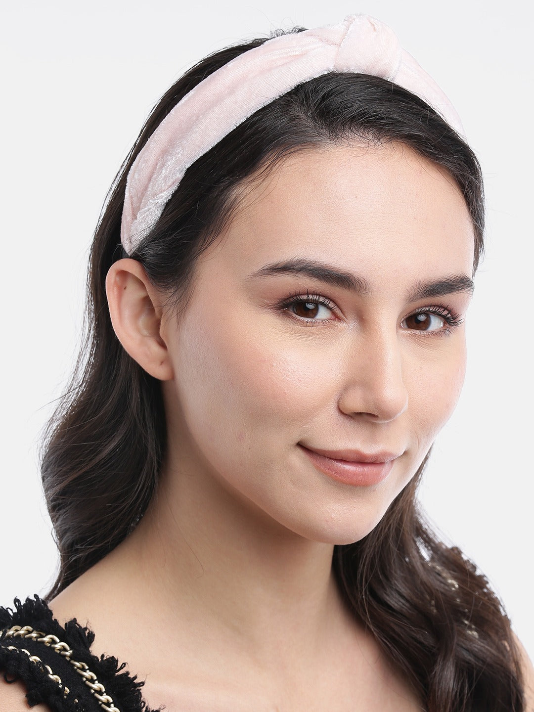 Blueberry Beige velvet knot hair band