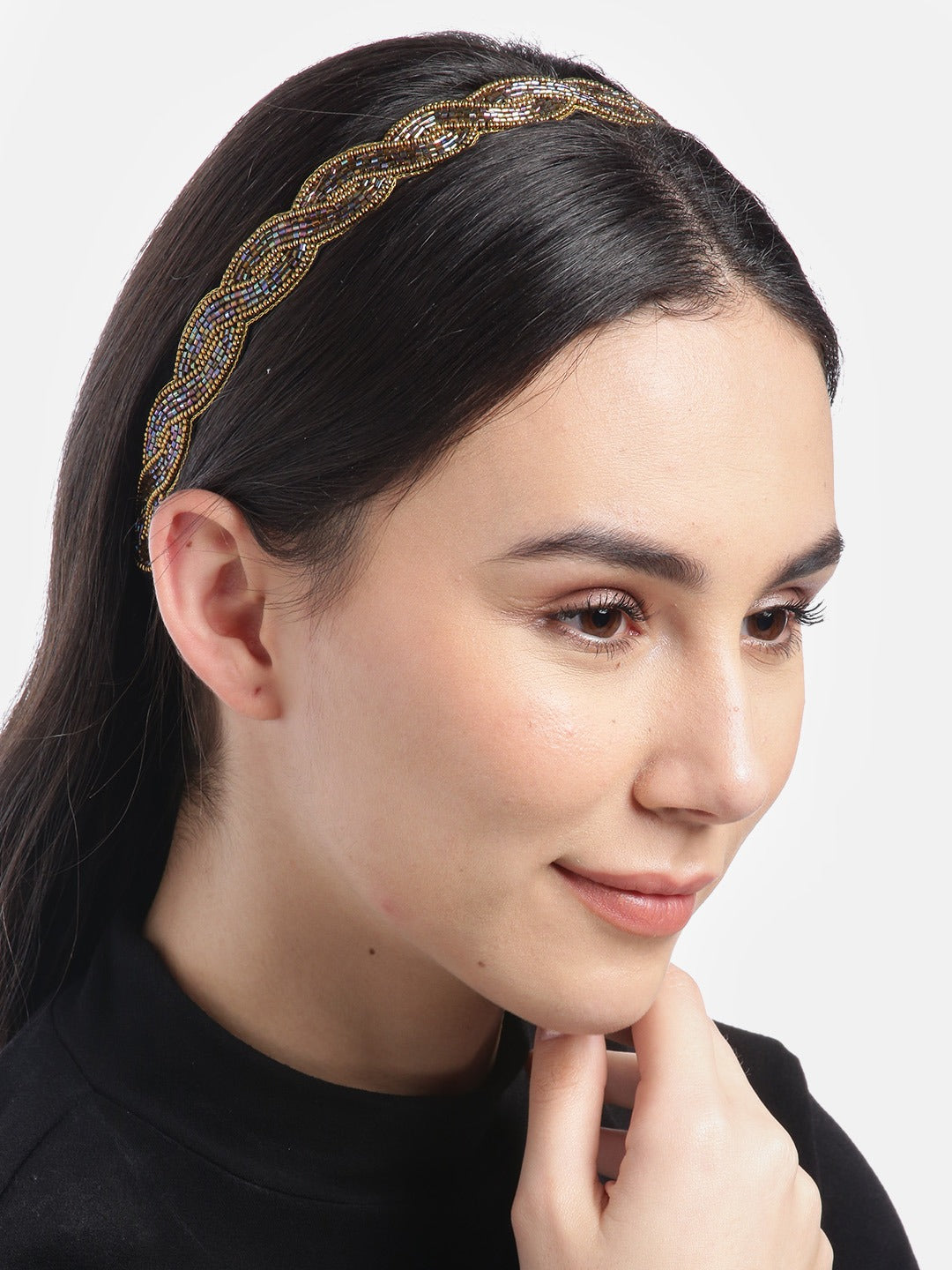 Blueberry multi glass bead embellished hair band