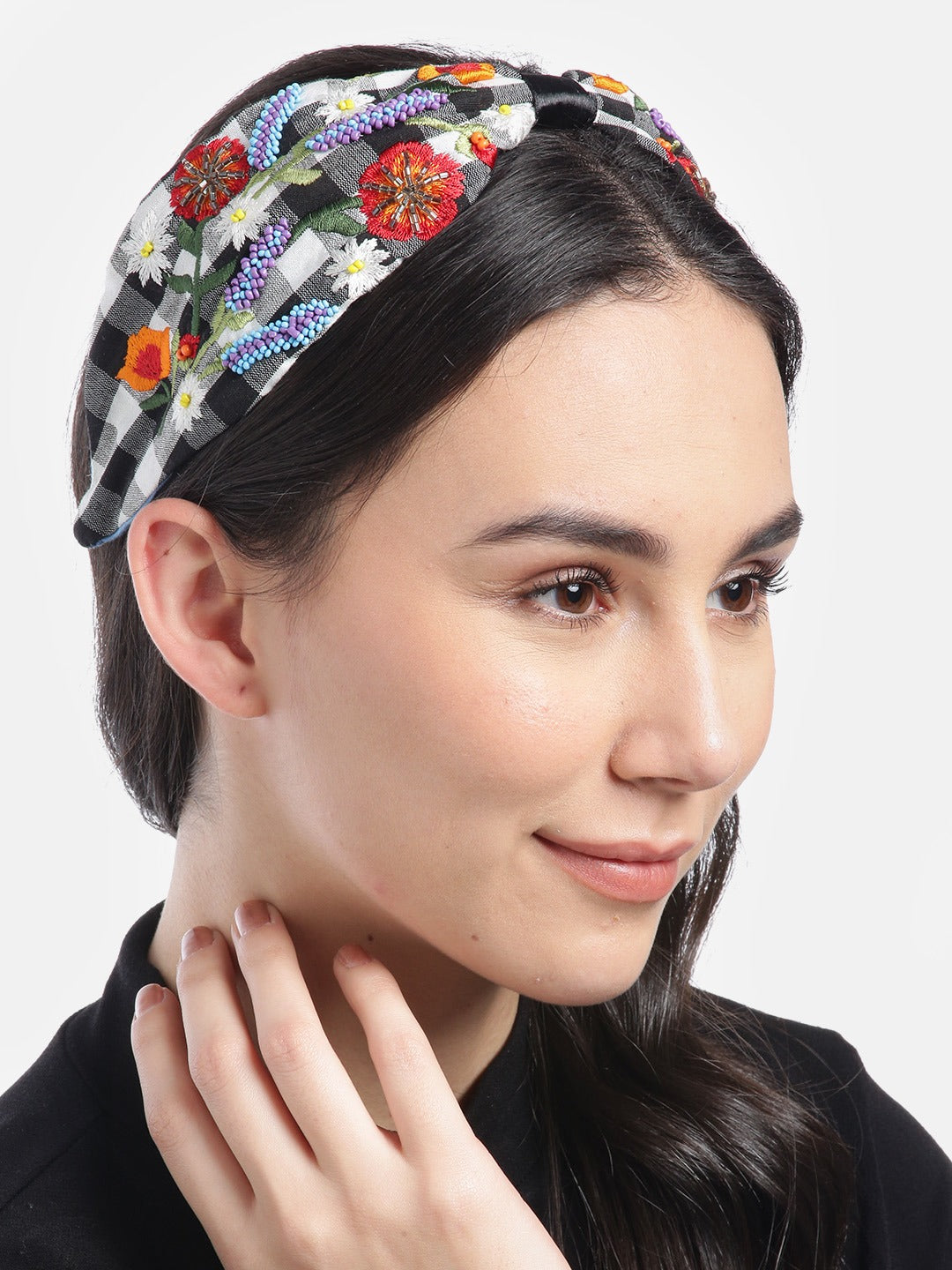 Blueberry multi bead embellished knot hair band