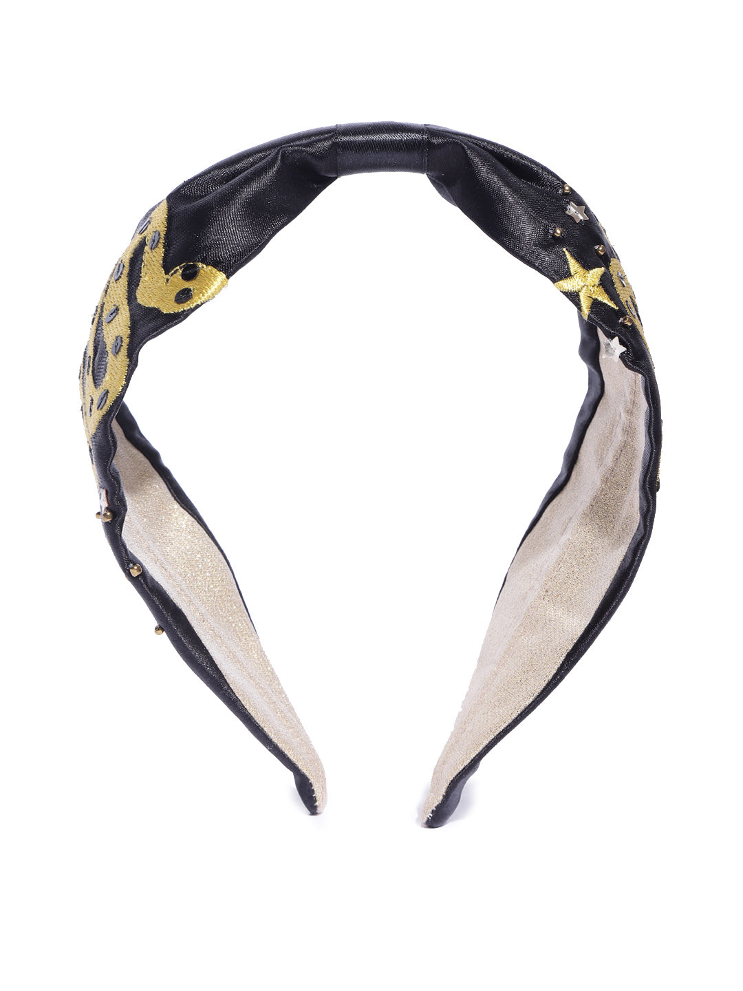Blueberry black snake embroidery satin knot hair band