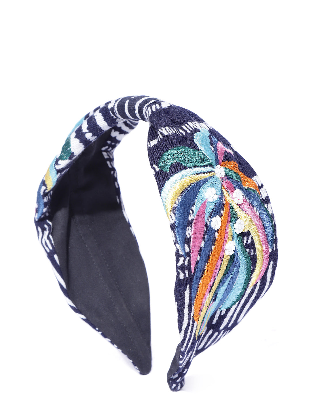 Blueberry multi colour embroidery knot hair band