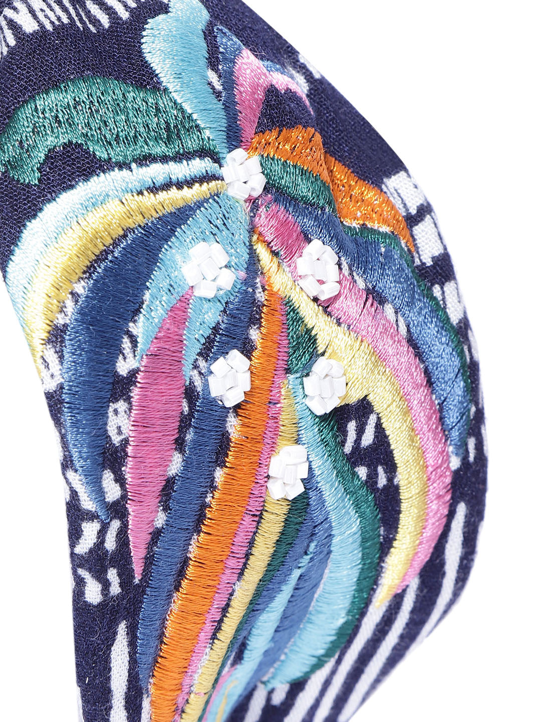 Blueberry multi colour embroidery knot hair band
