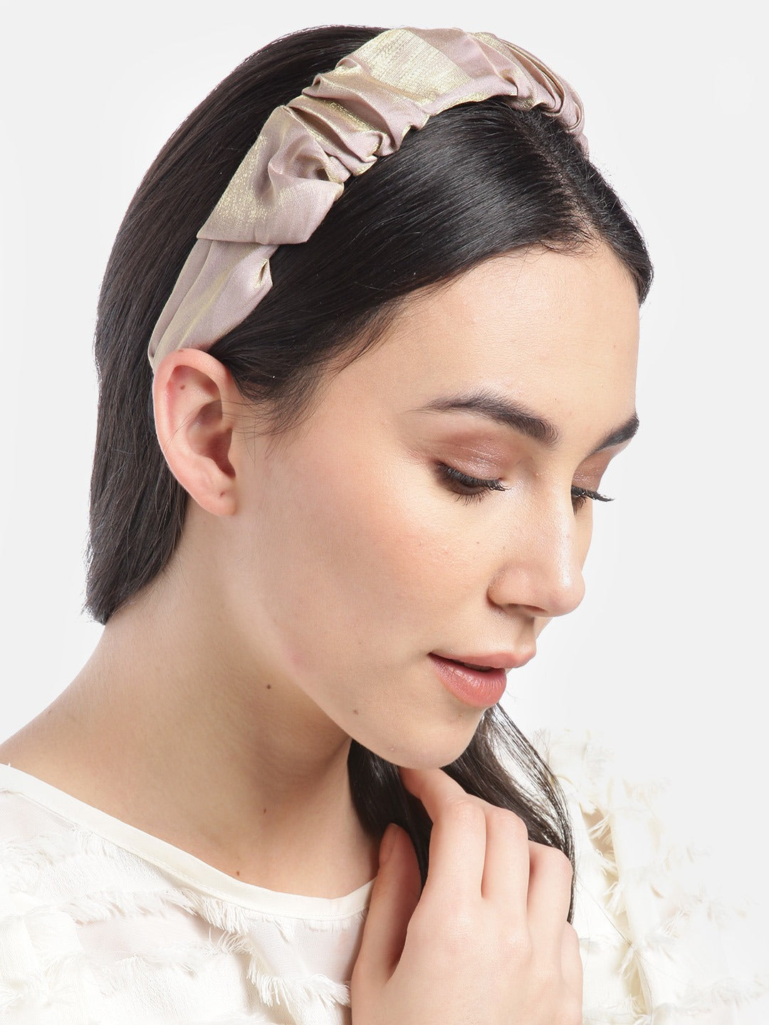 Blueberry mauve pleated hair band