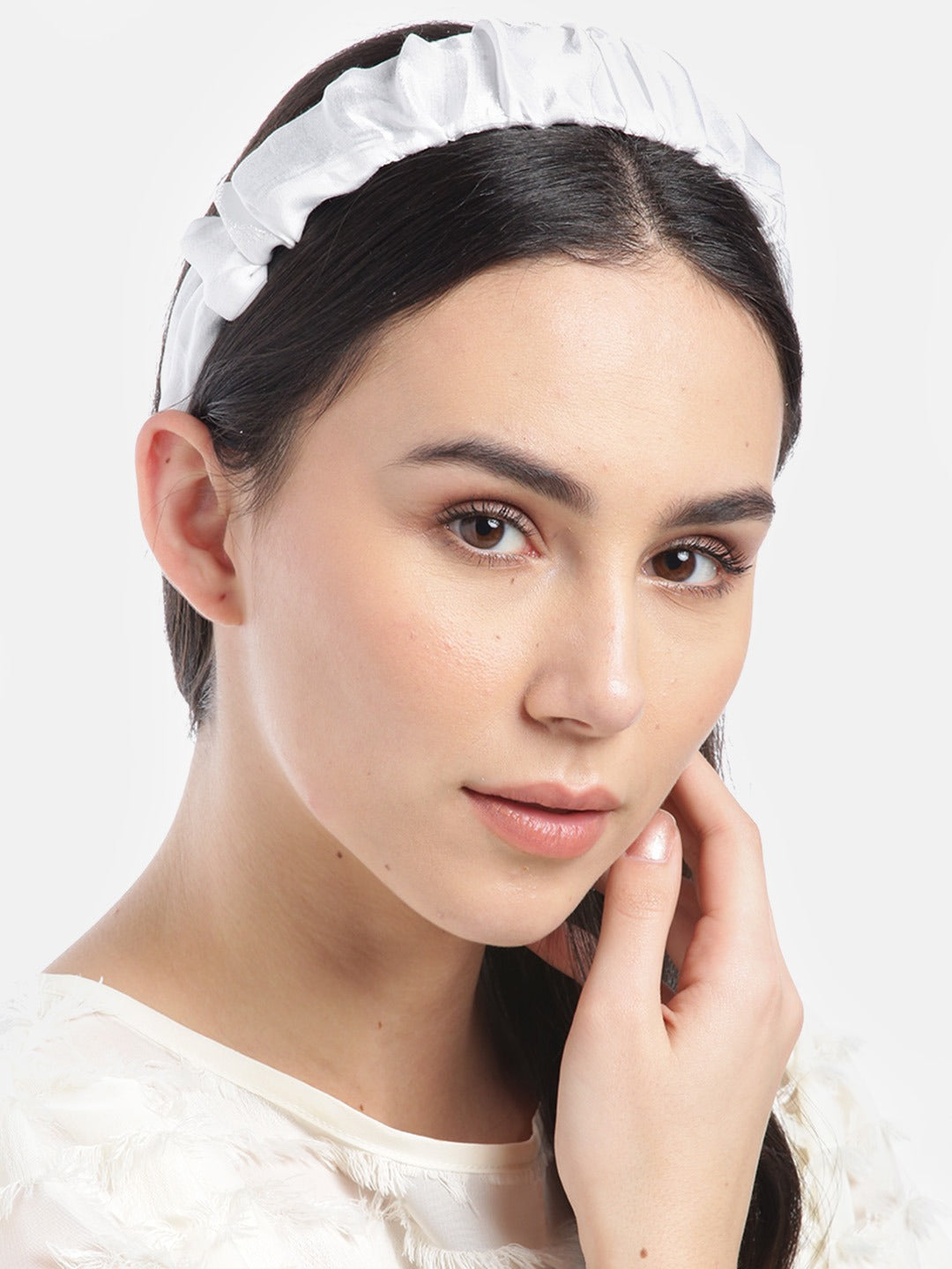 Blueberry white pleated hair band