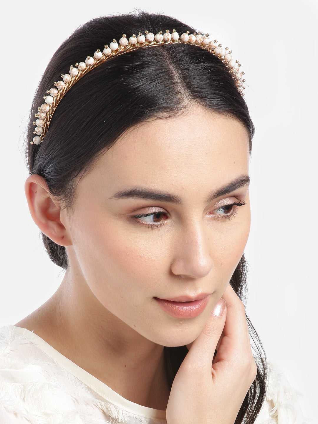 Blueberry gold plated beads detailing hair band