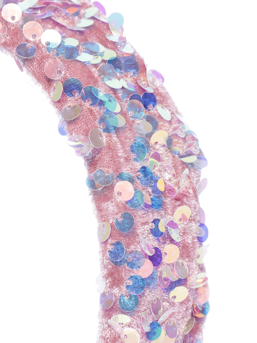 Blueberry multi sequin embellished pink velvet hair band